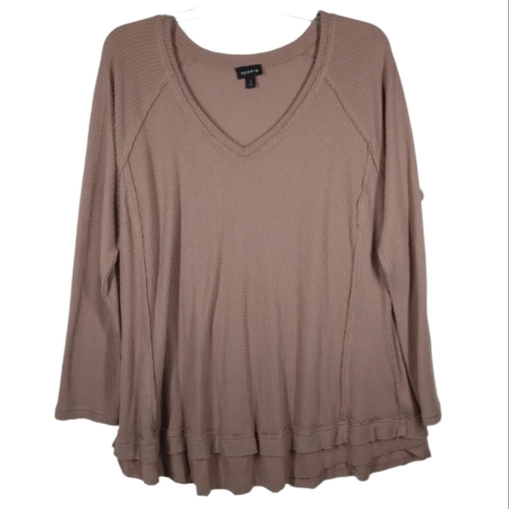 Torrid Taupe Waffle Knit Long Sleeve Tunic size 2